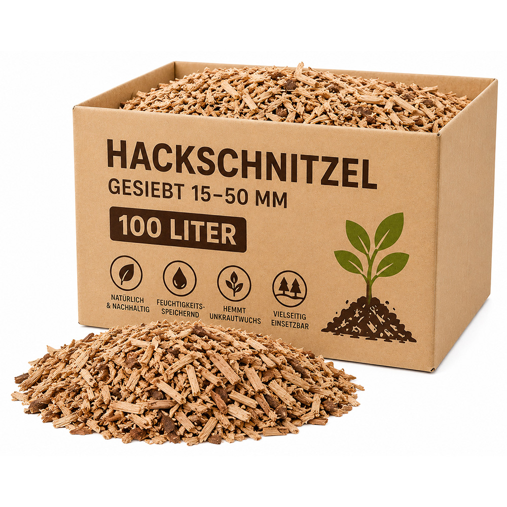 Hackschnitzel gesiebt 100 Liter im Karton
